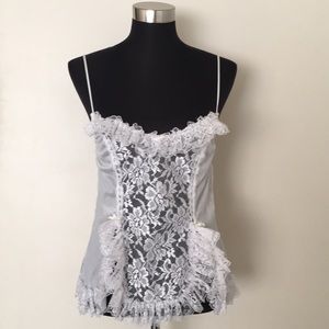 Vintage white lace ruffle camisole